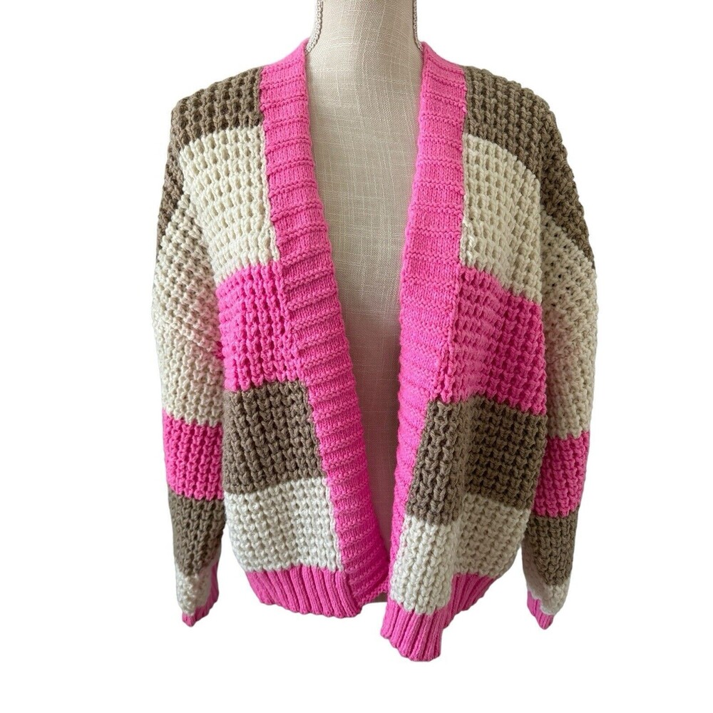 American Eagle Outfitters Pink and Brown Cardigan